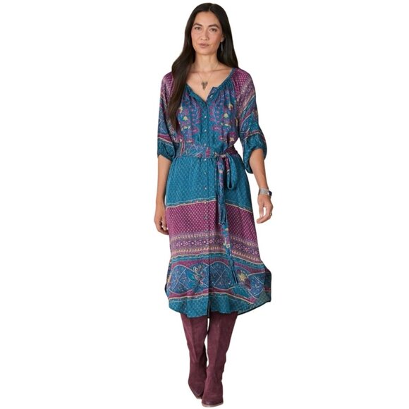 Sundance La Villette Luxe Boho Paisley Floral Tunic Midi Shirt Dress Size XXL - Picture 1 of 16